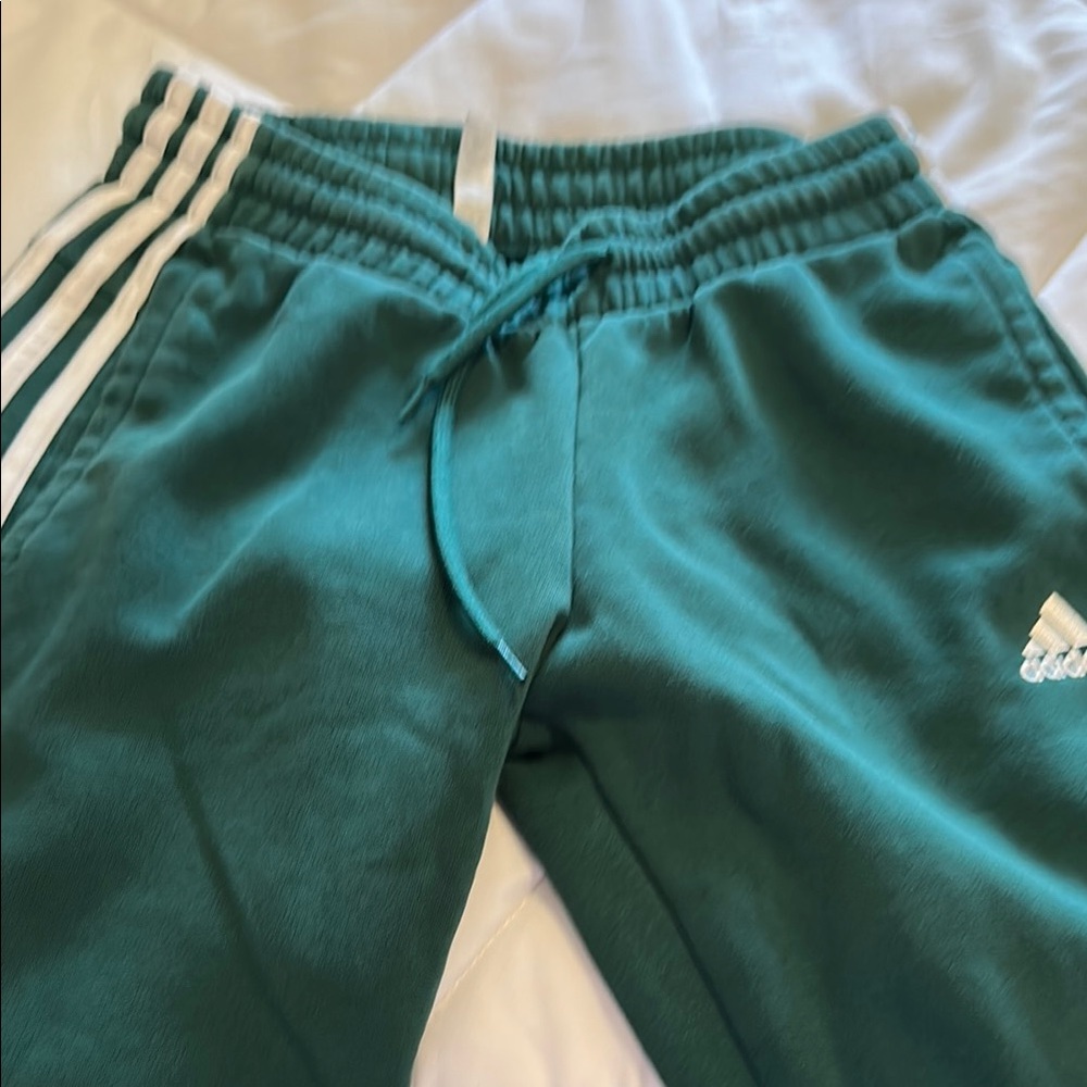 Adidas Green Track Pants with White Stripes - Picture 3 of 4